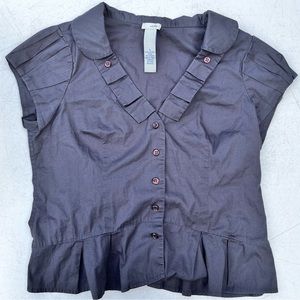 Gray Button Up Top - Odille Anthropologie
